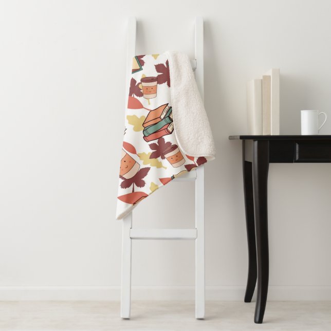 Cosy Kawaii Fall Vibes Sherpa Blanket (In Situ)