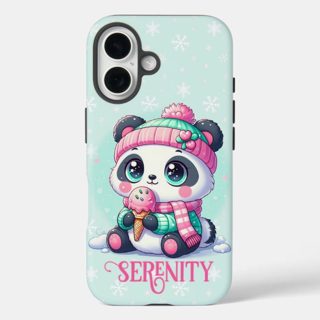 Cosy Kawaii Panda with Ice Cream Cone Winter Case-Mate iPhone Case (Back)