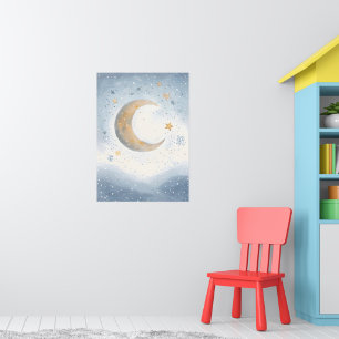 Cosy Kids Room Art A Serene Moon and Stars Poster