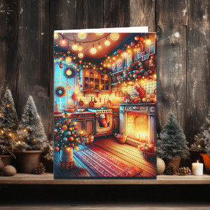 Cosy Kitchen Vintage Christmas  Card