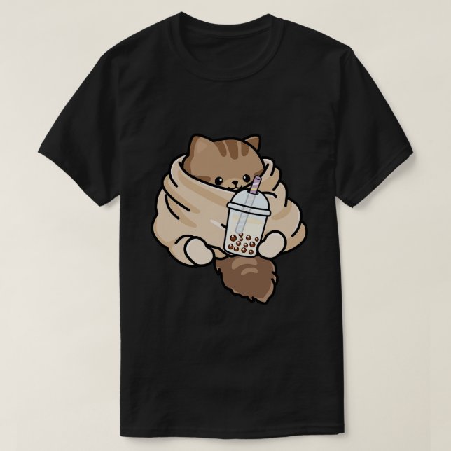 Cosy Kitten Loves Boba T-Shirt (Design Front)