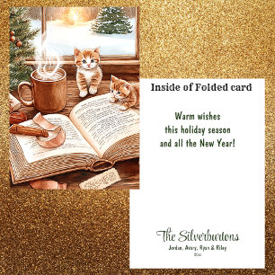 Cosy Kitten Watercolor Christmas Holiday Card