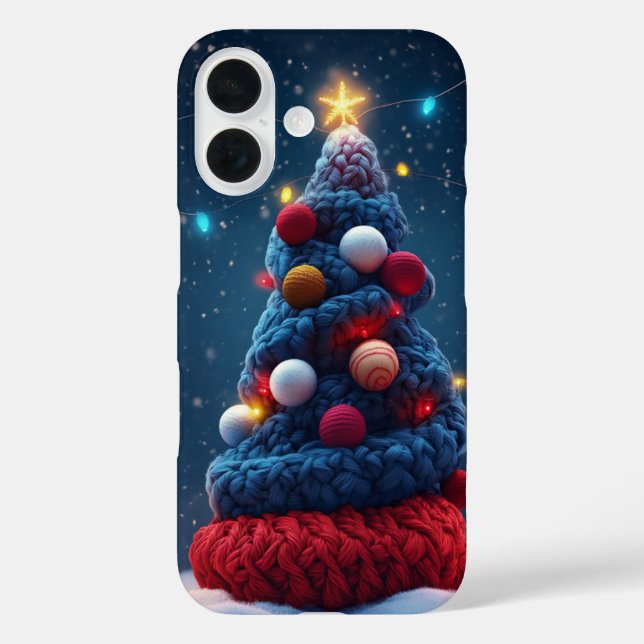 Cosy Knit Christmas Tree Blue Red  Case-Mate iPhone Case (Back)