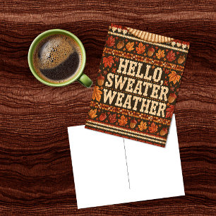 Cosy Knit Hello Sweater Weather Postcard