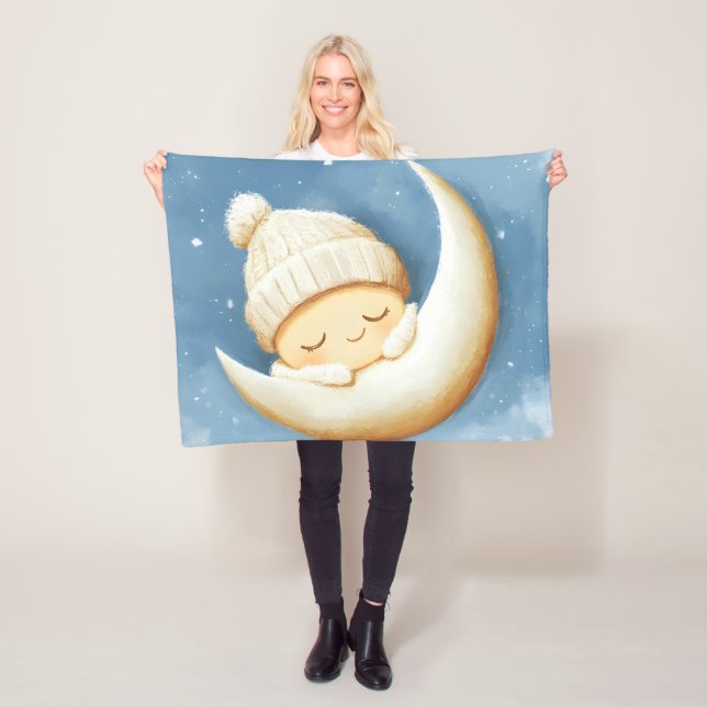 Cosy Knit Nap Cresent Moon Fleece Blanket (In Situ)