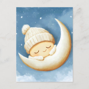 Cosy Knit Nap Cresent Moon Holiday Postcard