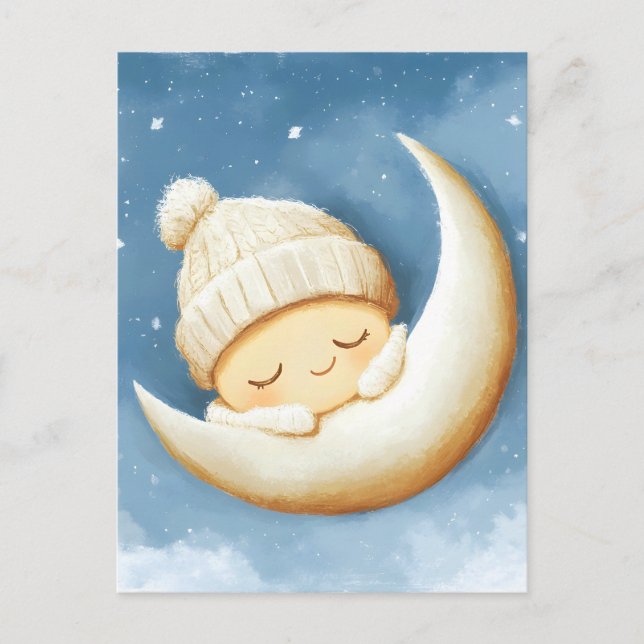 Cosy Knit Nap Cresent Moon Holiday Postcard (Front)