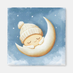 Cosy Knit Nap Cresent Moon Magnet