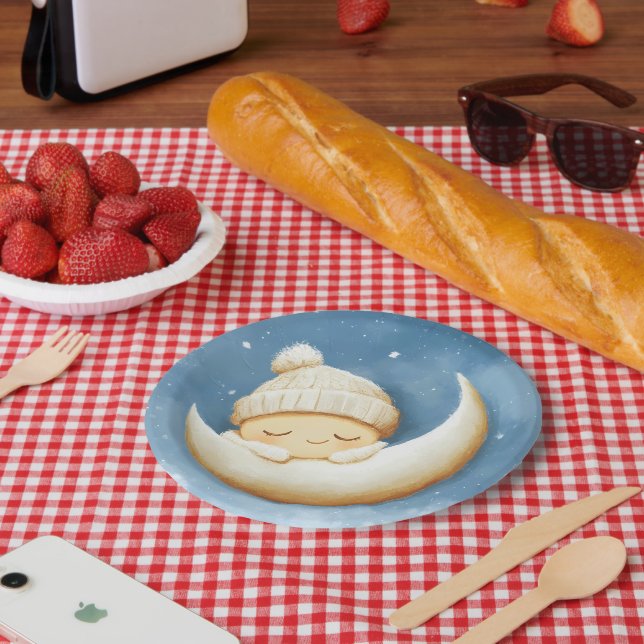 Cosy Knit Nap Cresent Moon Paper Plate (Picnic)