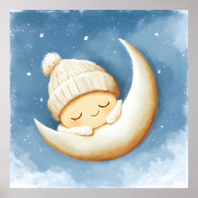 Cosy Knit Nap Cresent Moon Poster (Front)