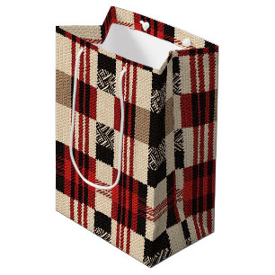 Cosy Knit Patchwork - Vintage Boho Autumn Style 2 Medium Gift Bag