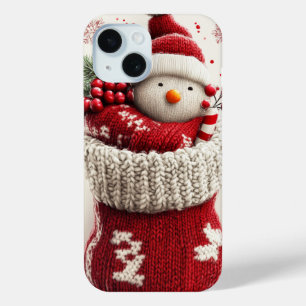 Cosy Knit Snowman Christmas Stocking iPhone 15 Case