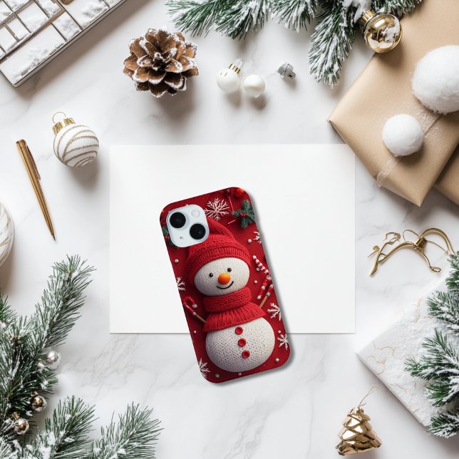 Cosy Knit Snowman Red White Festive Christmas  Case-Mate iPhone Case (Creator Uploaded)