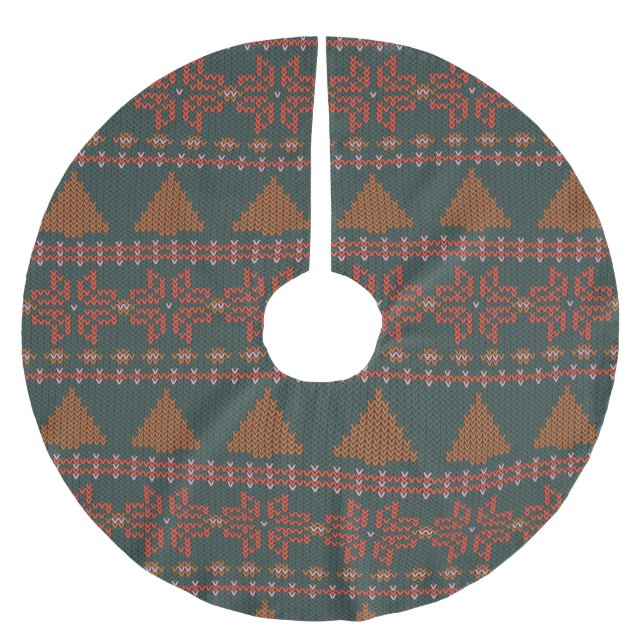 Cosy Knitted Christmas Jumper Brushed Polyester Tree Skirt (Front)