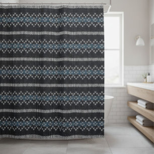 Cosy Knitted Pattern Black and Grey  Shower Curtain
