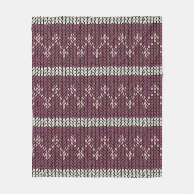 Cosy Knitted Pattern Throw Blanket in Burgundy  (Front)