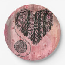 Cosy Knitted Yarn Heart Pastel Pink Watercolor Pap