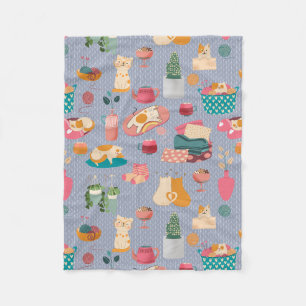 Cosy knot cats violet fleece blanket