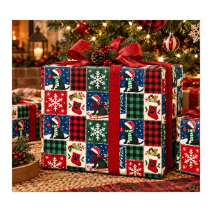 Cosy Labrador Christmas Patchwork Quilt Wrapping Paper