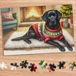 Cosy Labrador Retriever Dog Christmas Puppy  Jigsaw Puzzle