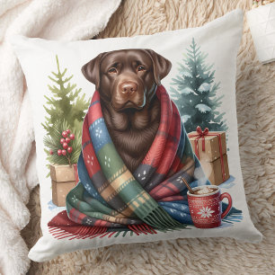 Cosy Labrador Retriever Dog Lover Christmas  Cushion