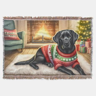 Cosy Labrador Retriever Dog Lover Christmas Throw Blanket