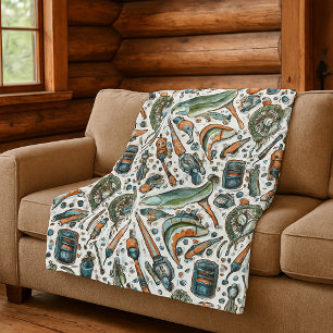 Cosy Lake House Fisherman Fleece Blanket