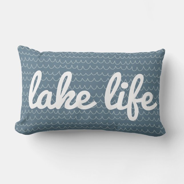 Cosy Lake Life Modern Cabin Decor Lumbar Cushion (Front)