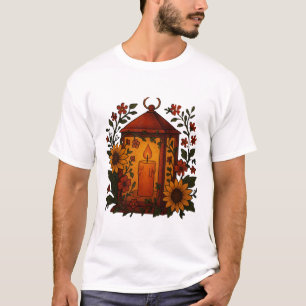 Cosy Lantern with Sunflowers Art T-Shirt