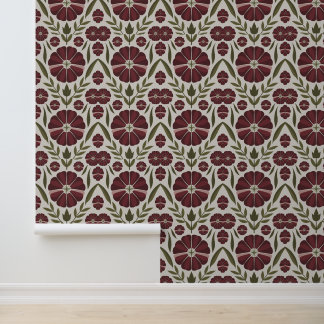 Cosy Large Scale Burgundy Floral Wallpaper