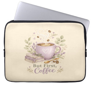 Cosy Lavender Watercolor Coffee Laptop Sleeve