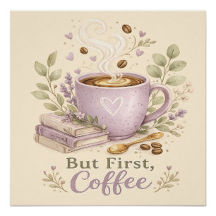 Cosy Lavender Watercolor Coffee Poster