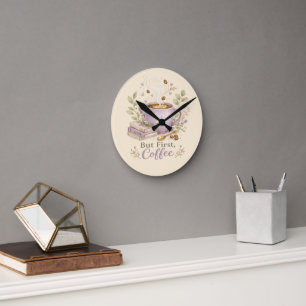 Cosy Lavender Watercolor Coffee Round Clock