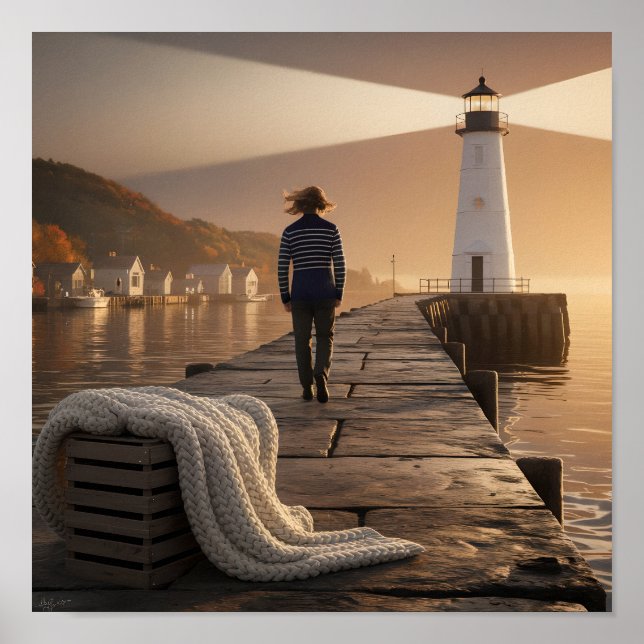 Cosy Lighthouse Walk Nautical Fall Serenity Poster (Front)