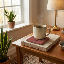 Cosy Lives Here | Warm Minimalist Stone Coaster -