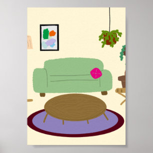 Cosy Living Room Plant Lover Interior Poster