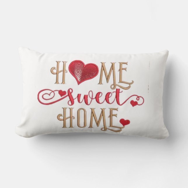 Cosy Love:Home Design Embroidery Heart  Lumbar Cushion (Front)