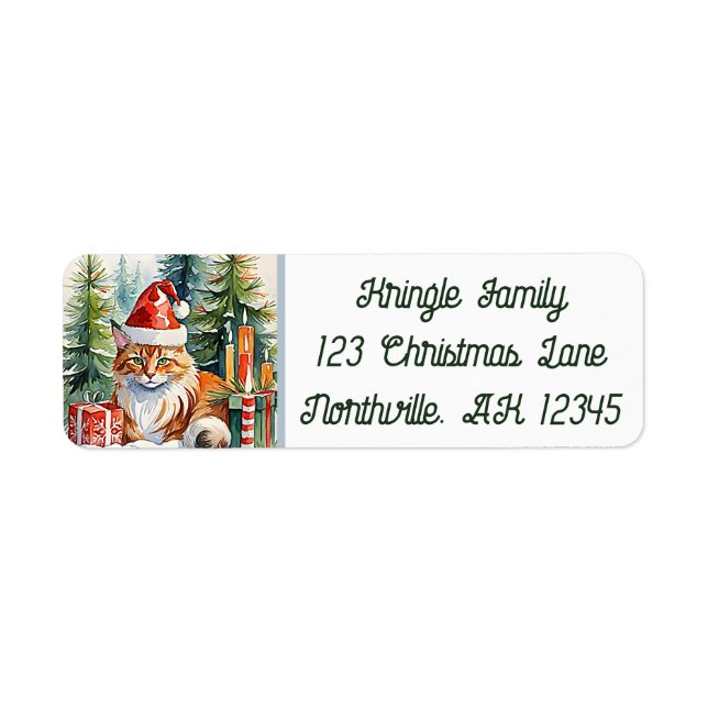 Cosy Maine Coon Cat Christmas Return Address  Label (Front)