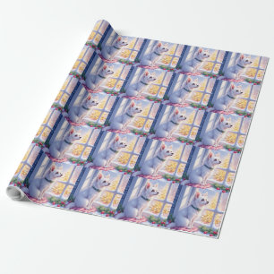 Cosy Maltese by Snowy Window Christmas Dog Art Wrapping Paper