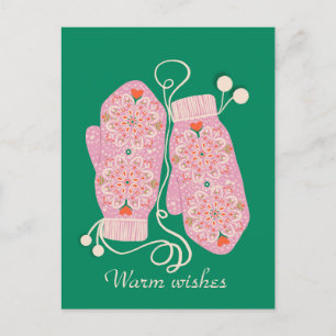 Cosy mandalas mittens  postcard