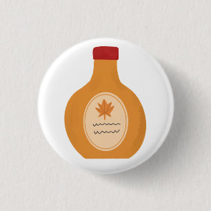 Cosy Maple Syrup Bottle Fall Breakfast Gift 3 Cm Round Badge