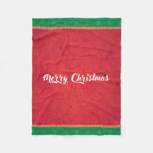 Cosy Merry Christmas Fleece Blanket – Red & Green