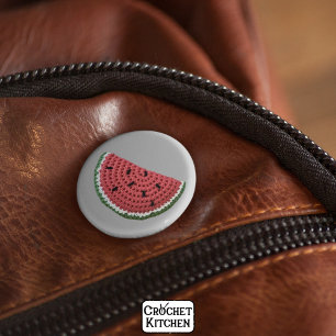 Cosy Minimal Grandma Vibe Crochet Watermelon Fruit 6 Cm Round Badge