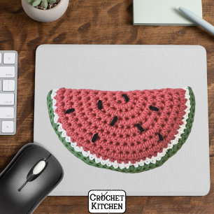 Cosy Minimal Grandma Vibe Crochet Watermelon Fruit Mouse Pad