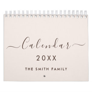 Cosy Minimalist 2027 Terracotta Script Family Name Calendar