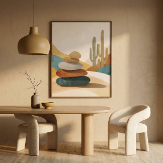 Cosy Minimalist Desert Cairn For Modern Interiors Poster