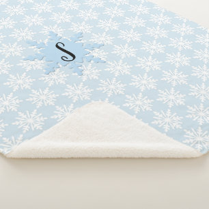 Cosy Monogram Snowflake Sherpa Backed Blanket