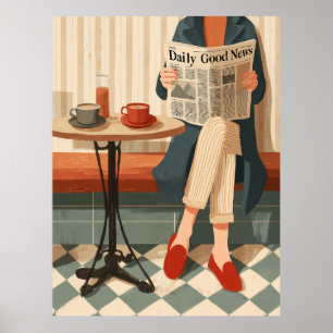 Cosy Morning Coffee and News Poster