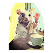 Cosy Morning Mouse Poster – Cute Animal Art 