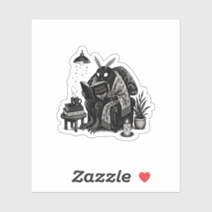 Cosy Mothman Reading Night Flight Cryptid Illustra